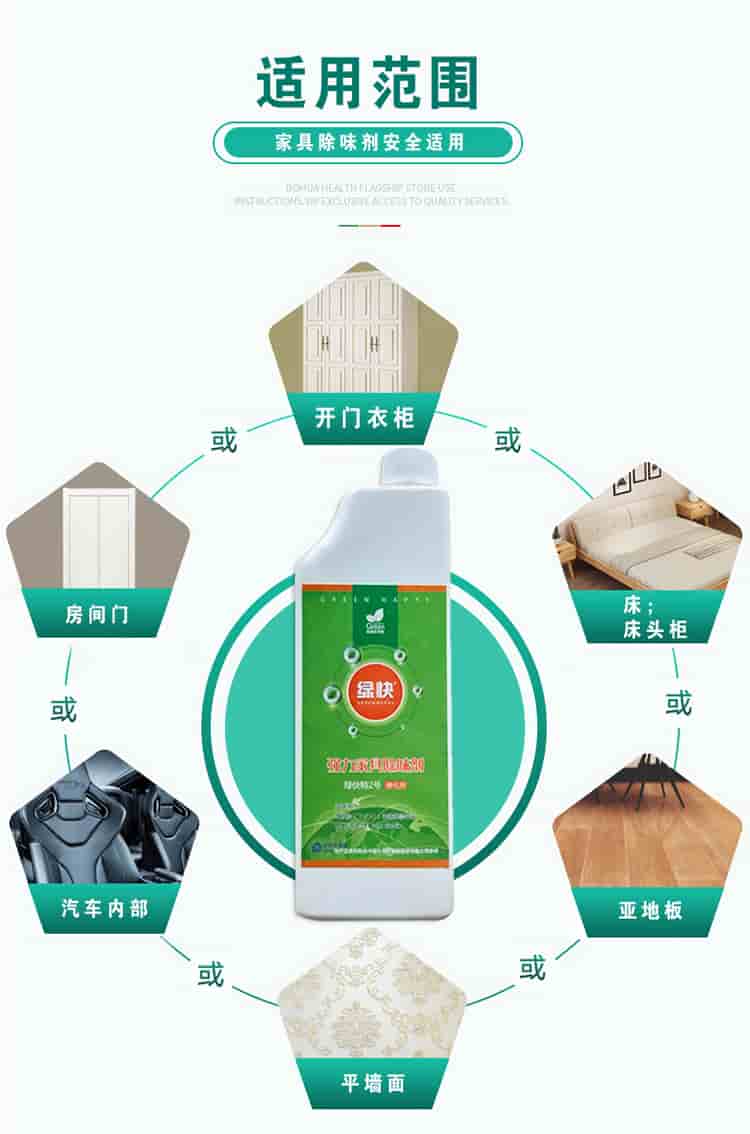 適用范圍，家具除味劑安全適用，開門衣柜，床，床頭柜，亞地板，平面墻，汽車內(nèi)部，房間門
